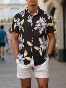 OTTIMOZO Men Floral Print Shirt - Black - View 3