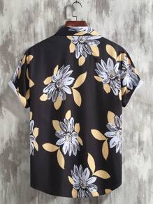OTTIMOZO Men Floral Print Shirt - Black - View 2
