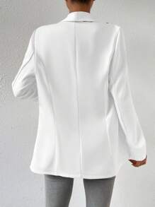 SHEIN Privé Floral Print Shawl Collar Open Front Blazer - White - View 2