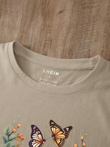 INAWLY 花卉和自行车印花 T 恤 图案 T 恤 女士上衣