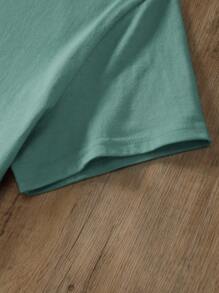 INAWLY Solid Round Neck Tee - Mint Green - View 4