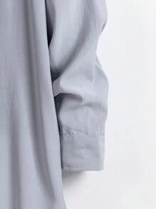 EASEVO Men Plus Solid Button Front Shirt - Light Grey - View 4