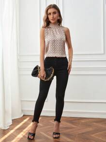 SHEIN Privé 滿版印花褶邊小高領襯衫 - 彩色 - 查看 5