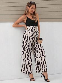 SHEIN Maternity Graphic Print Belted Cami Jumpsuit - Multicolor - View 1