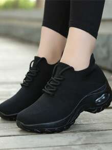 Lightweight Athletic Sneakers With Socks Design For Running And Daily Wear - Black - View 4