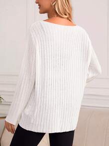 SHEIN Maternity Solid Ribbed Knit Sweater, For Winter