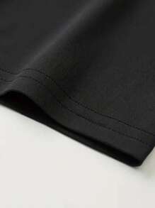 Manfinity Running 男士顏色積木運動T恤，男士壓縮短袖T恤 - 黑色 - 查看 3