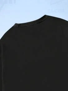 ROMWE MEN Anime 男士字母人像圖案T恤 - 黑色 - 查看 4