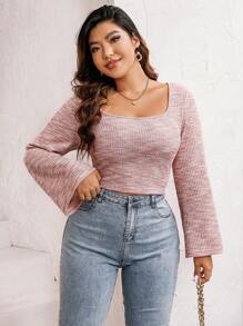 Rometta Plus Space Dye Scoop Neck Tee Fall Cloth For Women