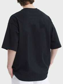 ROMWE MEN Street Life 男士字母人物圖案T恤 - 黑色 - 查看 4