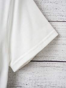 SHEIN Essnce Cartoon And Slogan Graphic Tee FLUFF YOU YOU FLUFFIN' FLUFF - White - View 4