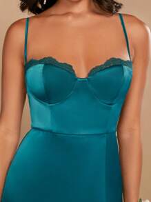 SHEIN Belle Split Thigh Bustier Cami Bridesmaid Dress - Teal Blue - View 6