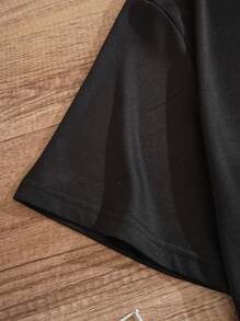 Hombres talla grande Camiseta con estampado de expresión - Negro - Ver 3