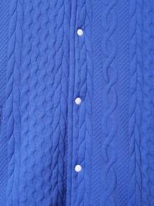 SHEIN Tween Boy Leisure Embroidered Letter Baseball Collar Zip Front Knitted Jacket,In Fall/Winter - Blue - View 7