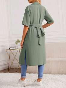 SHEIN 孕婦落肩袖下擺開叉外套 - 薄荷綠 - 查看 2