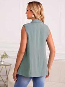 SHEIN Maternity Lapel Neck Single Button Vest Blazer - Mint Green - View 2