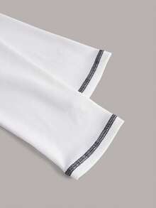 GOLDENLINE Car & Letter Graphic Top-stitching Crop Tee - White - View 3