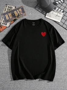 Hombres talla grande Camiseta con estampado de corazón