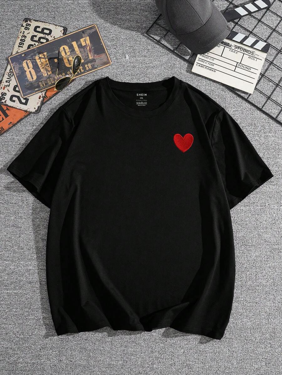 Hombres talla grande Camiseta con estampado de corazón