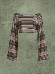 ROMWE Hippie Gestreepte print Crop T-shirt