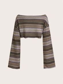 ROMWE Hippie Gestreepte print Crop T-shirt