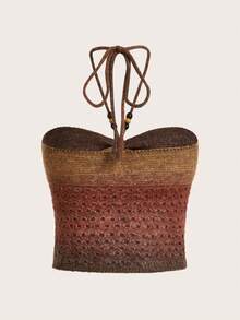 ROMWE 漸層吊脖針織上衣 - 彩色 - 查看 2