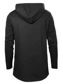 Manfinity Homme 男士不對稱下擺拉鏈開襟連帽外套 - 黑色 - 查看 2