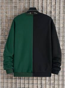 Men Plus Two Tone Thermal Lined Sweatshirt - Multicolor - View 2