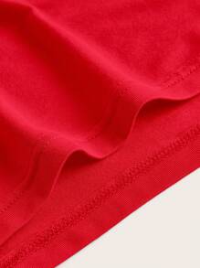 SHEIN EZwear Summer Red Solid Ruched Tube Slit Bodycon Dress Strapless Dress Dress Redred Midi Dresscurve Red Dress - Red - View 4