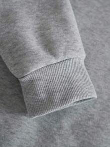 Manfinity LEGND Nam Lỏng lẻo phù hợp Rồng & Lá thư In Túi kangaroo Hoodie Với dây rút - Xám - Xem 3