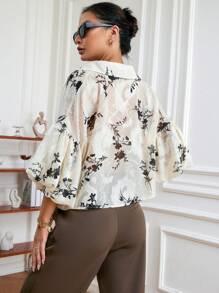 SHEIN Clasi In hoa Nút phía trước Áo sơ mi - Nhiều màu - Xem 2