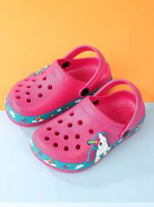 孩子們卡通恐龍圖案鏤空透氣運動鞋 - 玫紅色 - 查看 2