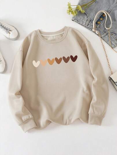 INAWLY 冬季加心印花保暖内衬运动衫