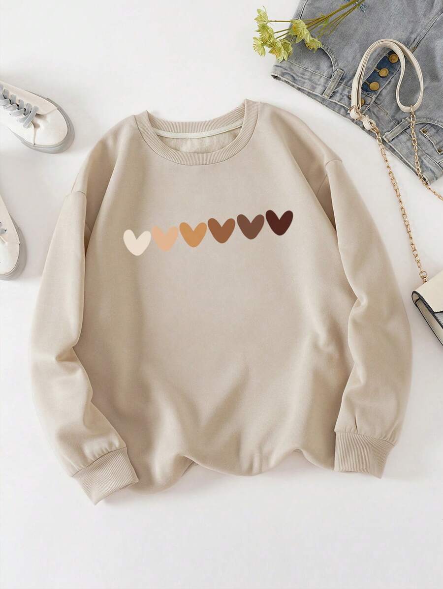 INAWLY 冬季加心印花保暖内衬运动衫