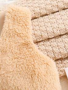 SHEIN 女小童開門襟絨毛夾克背心 - 杏色 - 查看 5