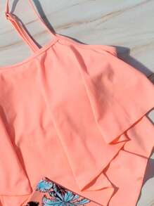 SHEIN Swim Bộ đồ bơi Tankini in họa tiết nhiệt đới bãi biển mùa hè, Đồ bơi - Nhiều màu - Xem 4