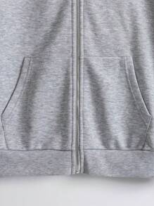 Manfinity RebelGame 鬆身男款字母印花拉鍊式下肩帽衫,不含t恤 - 淺灰色 - 查看 5