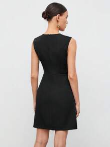 BizChic 撞色滾邊A字連衣裙 - 黑色 - 查看 2