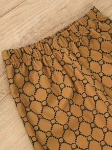 女孩字母圖案T恤和滿版印花長褲 - 彩色 - 查看 4