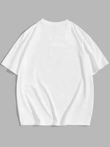 Manfinity Homme Hombres Camiseta con estampado de letra - Blanco - Ver 2