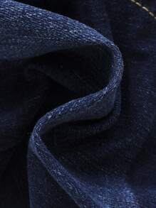 SHEIN Tween Boy Bleach Wash Slant Pocket Jeans - Dark Wash - View 7