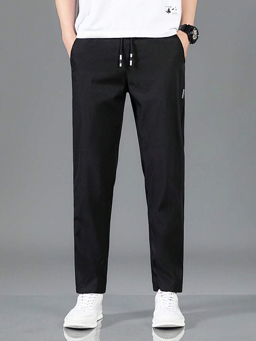 Nam Eo dây rút Túi nghiêng Quần - màu đen - Xem 1