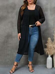 SHEIN LUNE Kimono d'été à manches ouvertes avec col châle pour grande taille