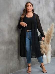 SHEIN LUNE Kimono d'été à manches ouvertes avec col châle pour grande taille