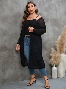 SHEIN LUNE Kimono d'été à manches ouvertes avec col châle pour grande taille