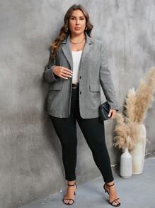 SHEIN LUNE Plus 1pc Lapel Neck Flap Detail Overcoat - Grey - View 1