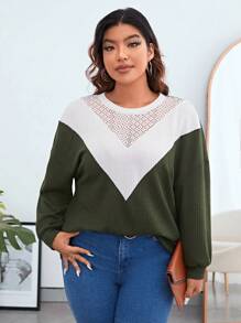 SHEIN Essnce Hơn Khối màu Thả vai Áo nỉ - Nhiều màu - Xem 5