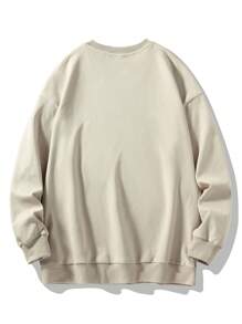Men Bear And Letter Graphic Sweatshirt - Beige - View 2