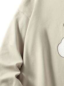 Men Bear And Letter Graphic Sweatshirt - Beige - View 4