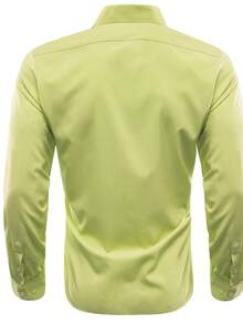 男士素色前排扣襯衫 - 青檸色 - 查看 2